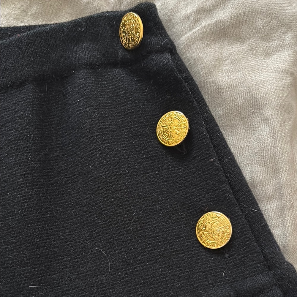 Adrienne Vittadini Black Skirt with Gold Buttons